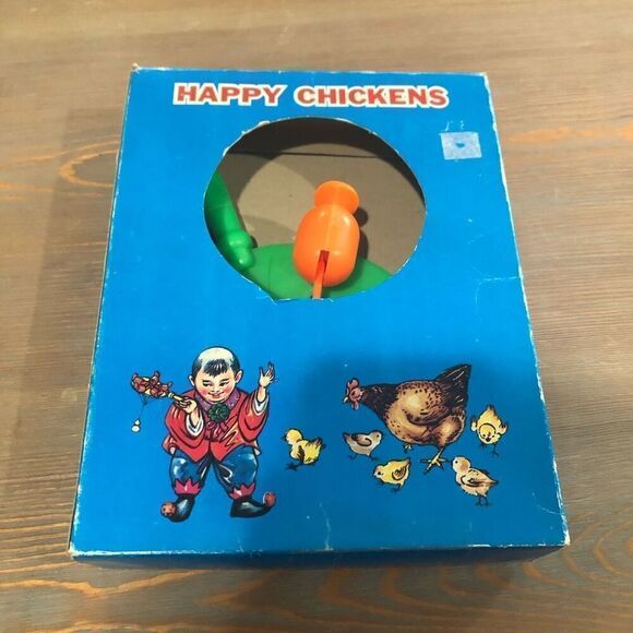 Happy Chickens Beei Yang Art Industrial Co Taiwan Plastic Toy Vintage Pecking - Picture 1 of 4